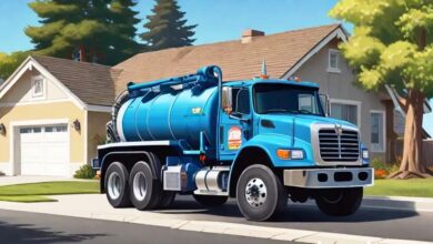 Septic Tank Pumping Near Me in California: What You Need to Know 3 Septic tank pumping near me in California truck in suburban neighborhood